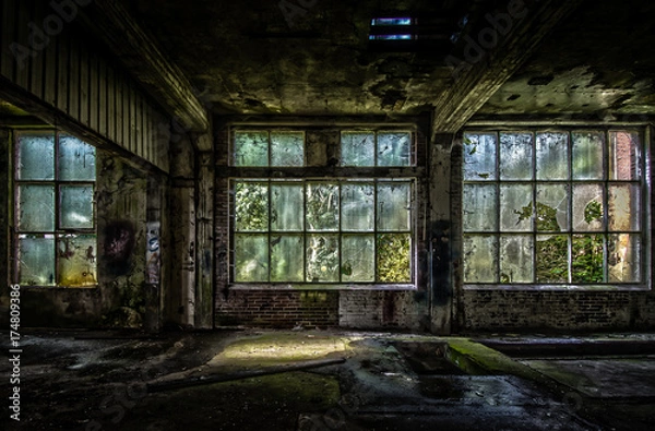 Fototapeta Abandon factory with broken windows