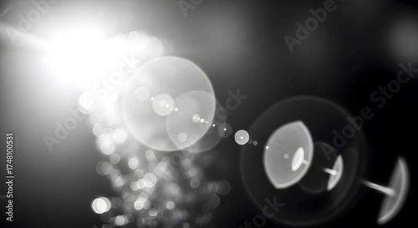 Fototapeta Abstract black and white light flares overlay effect with bokeh and lens flare for your design, bright light spot, and soft light effect
