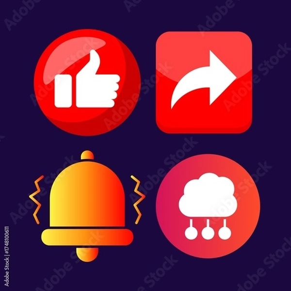 Obraz Social media icons for likes shares notifications and cloud storage