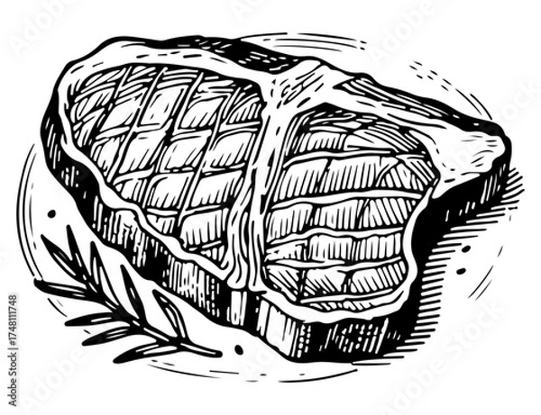 Obraz Steak vector engraving style illustration