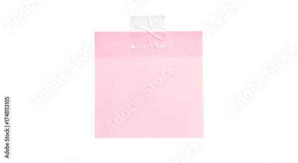 Obraz Sticky note reminder. Post it note paper. pink sheets for notes isolated with clipping path on background.
