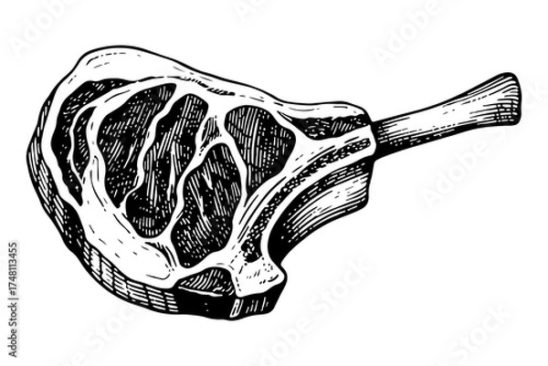 Obraz Veal vector engraving style illustration