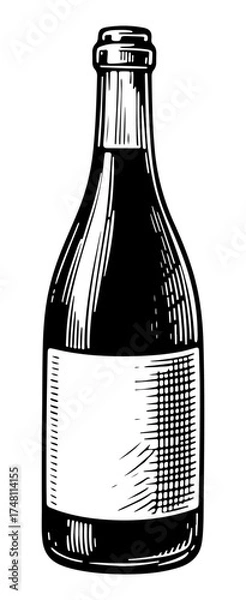 Obraz Wine bottle. Vector engraving style illustration