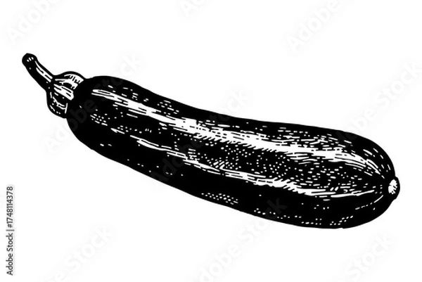 Obraz Zucchini vector engraving style illustration