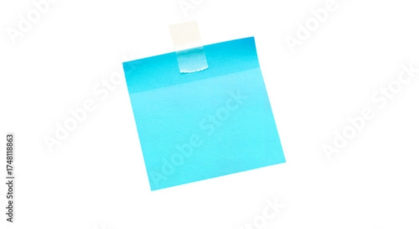 Obraz Sticky note reminder. Post it note paper. blue sheets for notes isolated with clipping path on background.