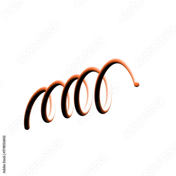 Obraz 3D spiral structure with black-to-orange gradient, abstract and parametric visual