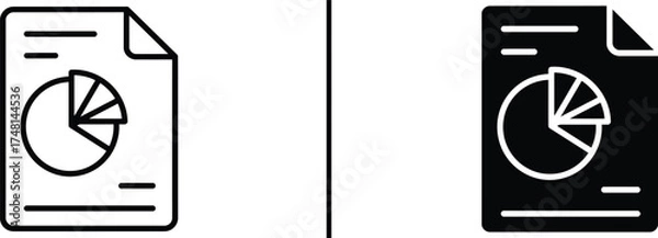 Obraz Report Document Icon, Data Analytics and Statistics Symbol Vector