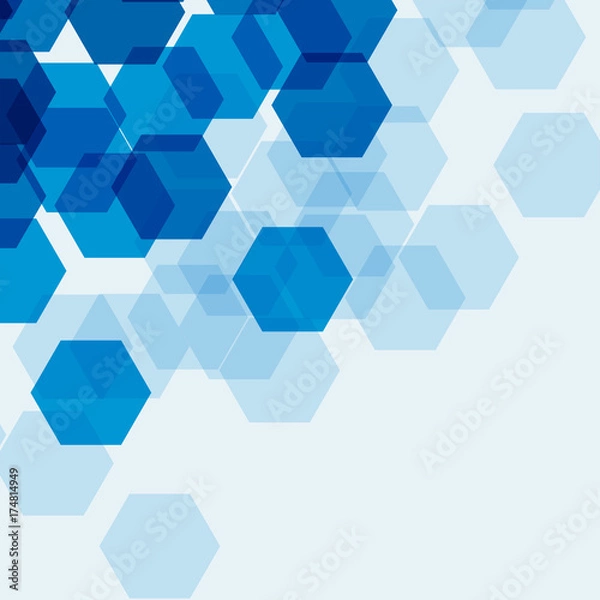 Fototapeta Background template with blue hexagons
