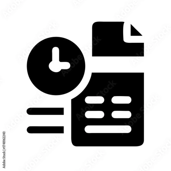 Obraz Document with clock icon representing deadline and time