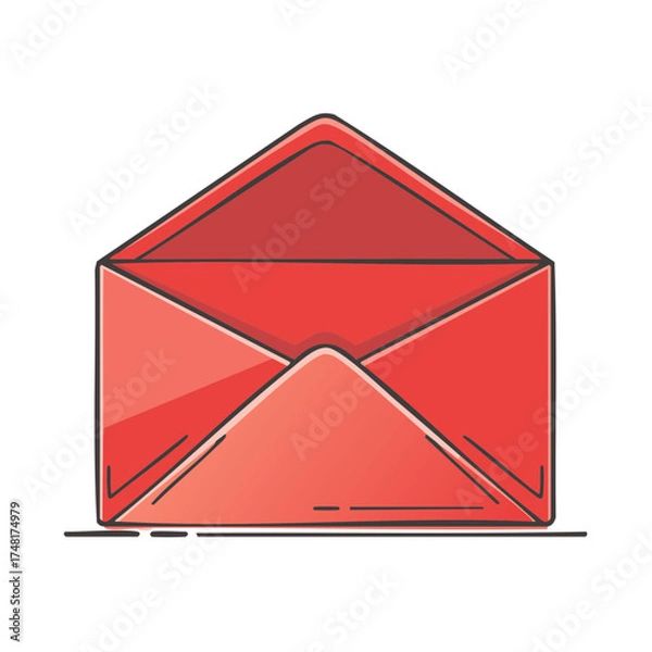 Obraz Opened Red Envelope Illustration, Vector Graphic for Messaging or Communication Concepts.