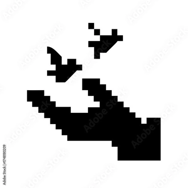 Obraz Pixelated hand with butterflies