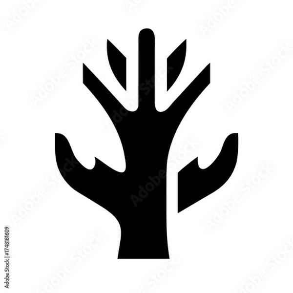 Fototapeta Black icon of dead tree in simple design