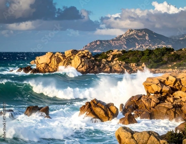 Fototapeta Dramatic coastal scene with crashing waves (1)