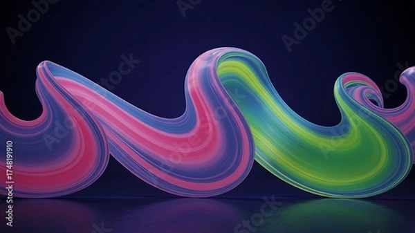 Obraz Abstract Smooth Wave with Vibrant Gradients and Dark Background Art