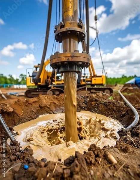 Fototapeta Drilling rig in action