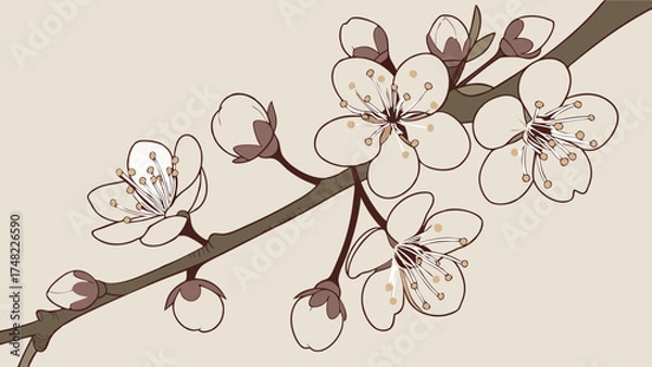 Obraz Blooming Branch Illustration.