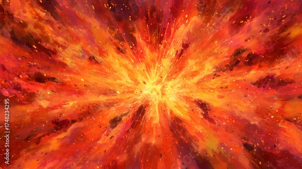 Obraz 激しい炎が爆発する、パワフルな抽象イラスト背景

