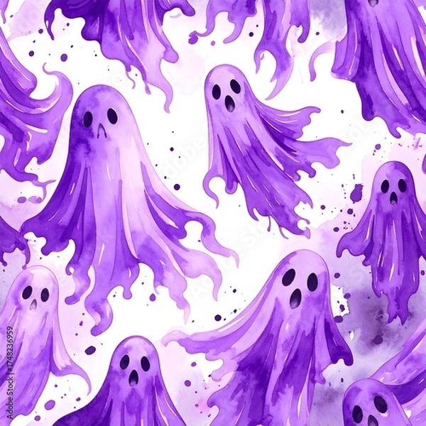 Obraz Purple ghost seamless pattern