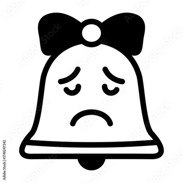 Fototapeta Sad Notification Bell Icon with Bow. Bad news icon. Sad Notification icon