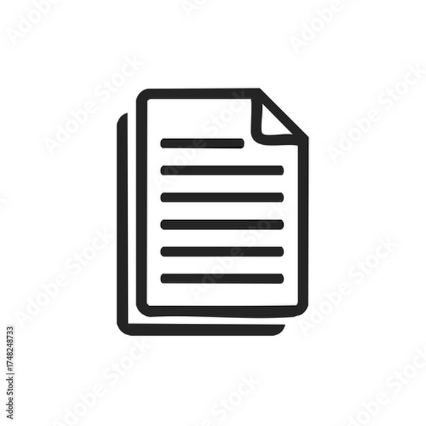 Obraz Minimalist document file icon with text lines and folded corner