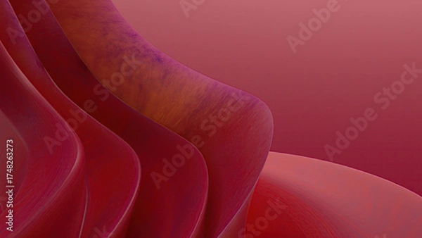 Obraz Abstract flowing shapes in shades of red and pink