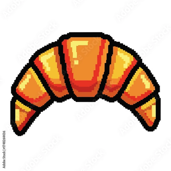 Fototapeta Pixelated croissant illustration with golden brown color and delicious appearance.
