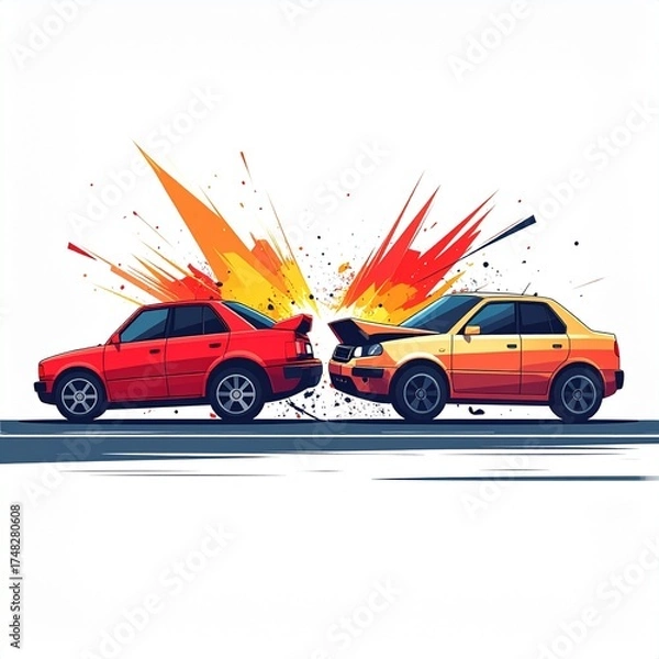 Fototapeta Car Collision Illustration