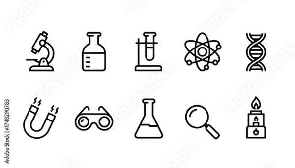 Fototapeta Science & Lab Line Icons Set.