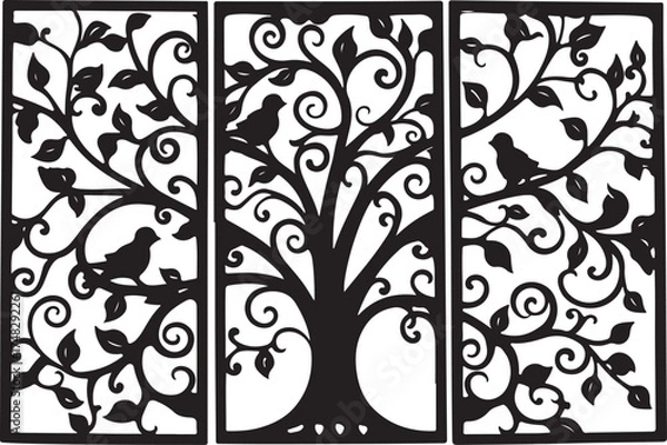 Obraz Birds on Tree Silhouette Bundle
