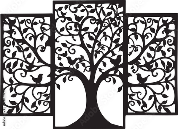 Obraz Birds on Tree Silhouette Bundle