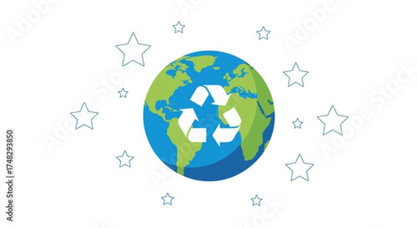 Fototapeta Earth globe with recycling symbol for environmental protection

