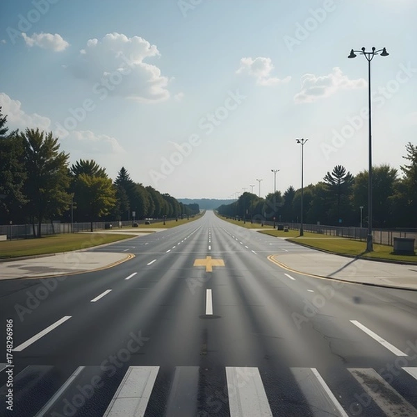 Fototapeta driver's license test, driver's license test course, drive course, driving road, AI Generative