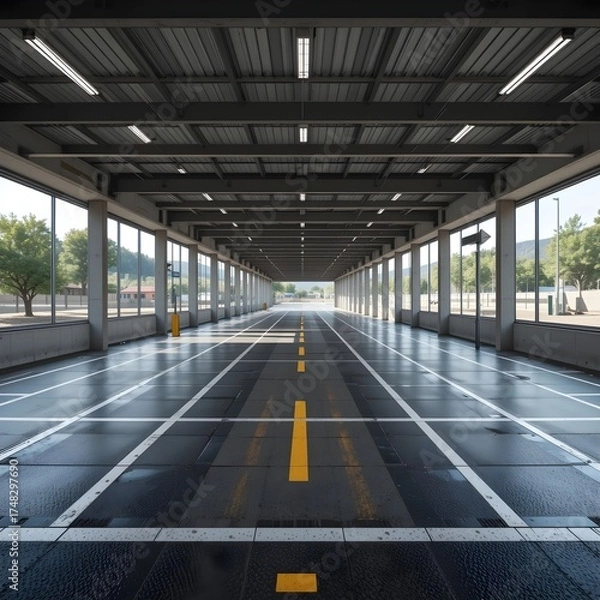 Fototapeta driver's license test, driver's license test course, drive course, driving road, AI Generative