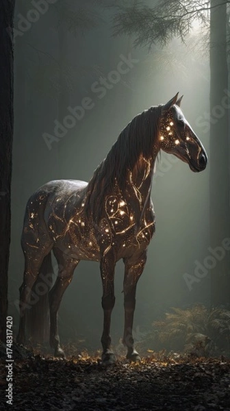 Obraz A majestic horse with a constellation of stars