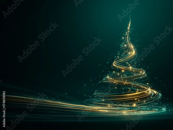 Obraz abstract christmas tree on black background