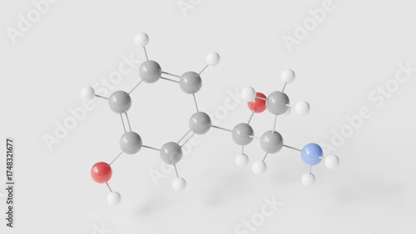 Obraz metaraminol molecule 3d, molecular structure, ball and stick model, structural chemical formula vasopressor agent