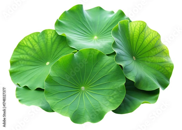 Fototapeta Fresh Lotus Leaves. Lotus leaf or Green Lotus Leaves isolated on white background ,PNG .AI Generated.