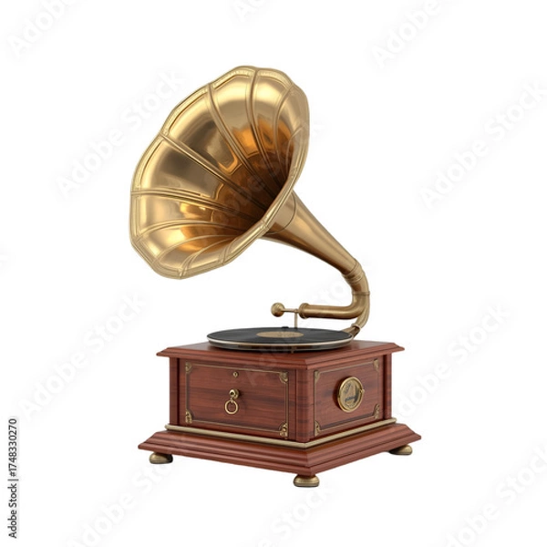 Obraz old gramophone isolated on white