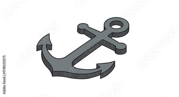 Fototapeta Nautical anchor design with 3d effect for marine and maritime themes