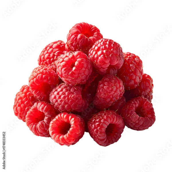 Fototapeta Raspberry pile, white isolated background