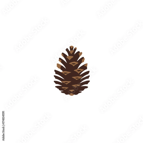 Fototapeta Stylized Brown Pine Cone Vector Illustration in Flat Design