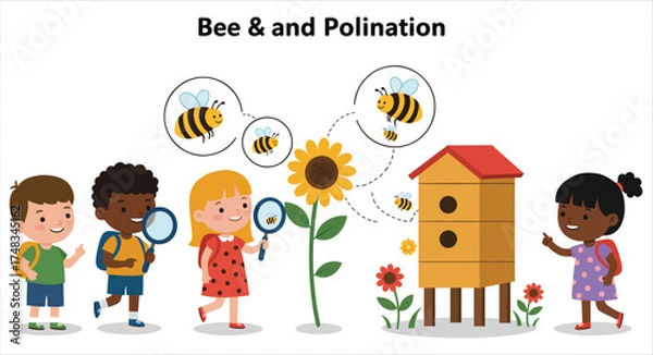 Fototapeta Bees and the Magic of Pollination for Young Explorers