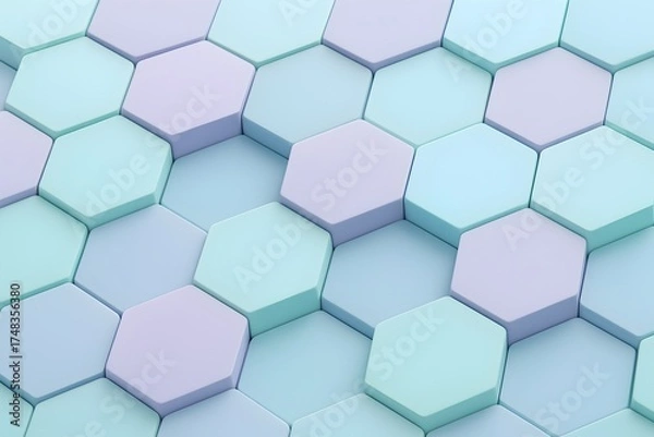 Obraz Abstract 3D Hex Pattern Background in Cool Pastel Colors