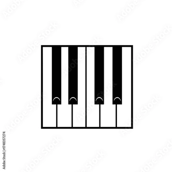 Obraz Minimalist Black and White Piano Keyboard Vector Illustration with Square Frame