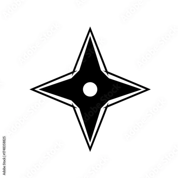 Obraz Monochrome Shuriken Ninja Star Vector Illustration