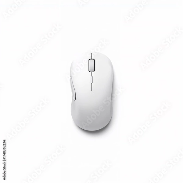 Fototapeta Wireless computer mouse isolated on pure white background