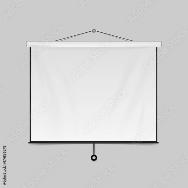 Fototapeta Empty Projection screen. Blank Presentation board. Blank whiteboard for conference isolated on background. Vector illustration.