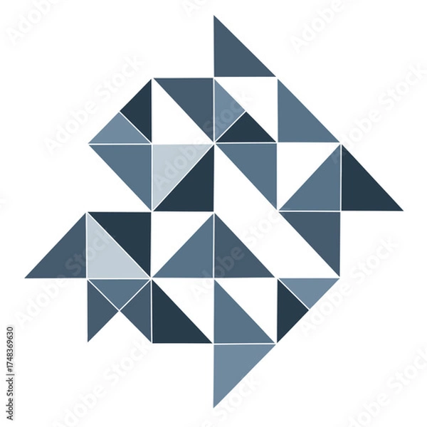 Obraz Dynamic abstract geometric mosaic with cool blue and white triangle shapes creating modern artistic patterns