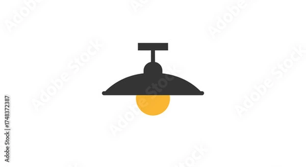 Fototapeta Minimalist flat ceiling lamp design with warm light bulb