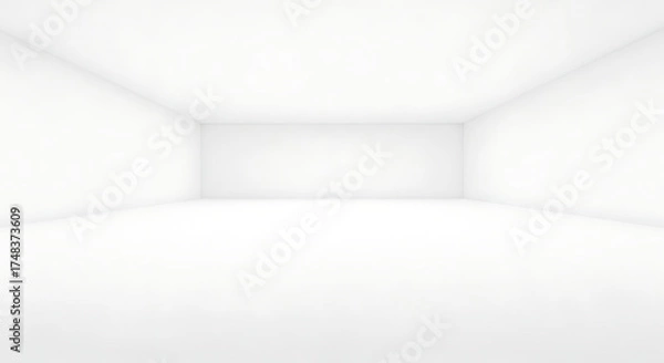 Fototapeta Expansive empty white room with bright even lighting, offering a minimalist interior background for product displays or architectural concepts